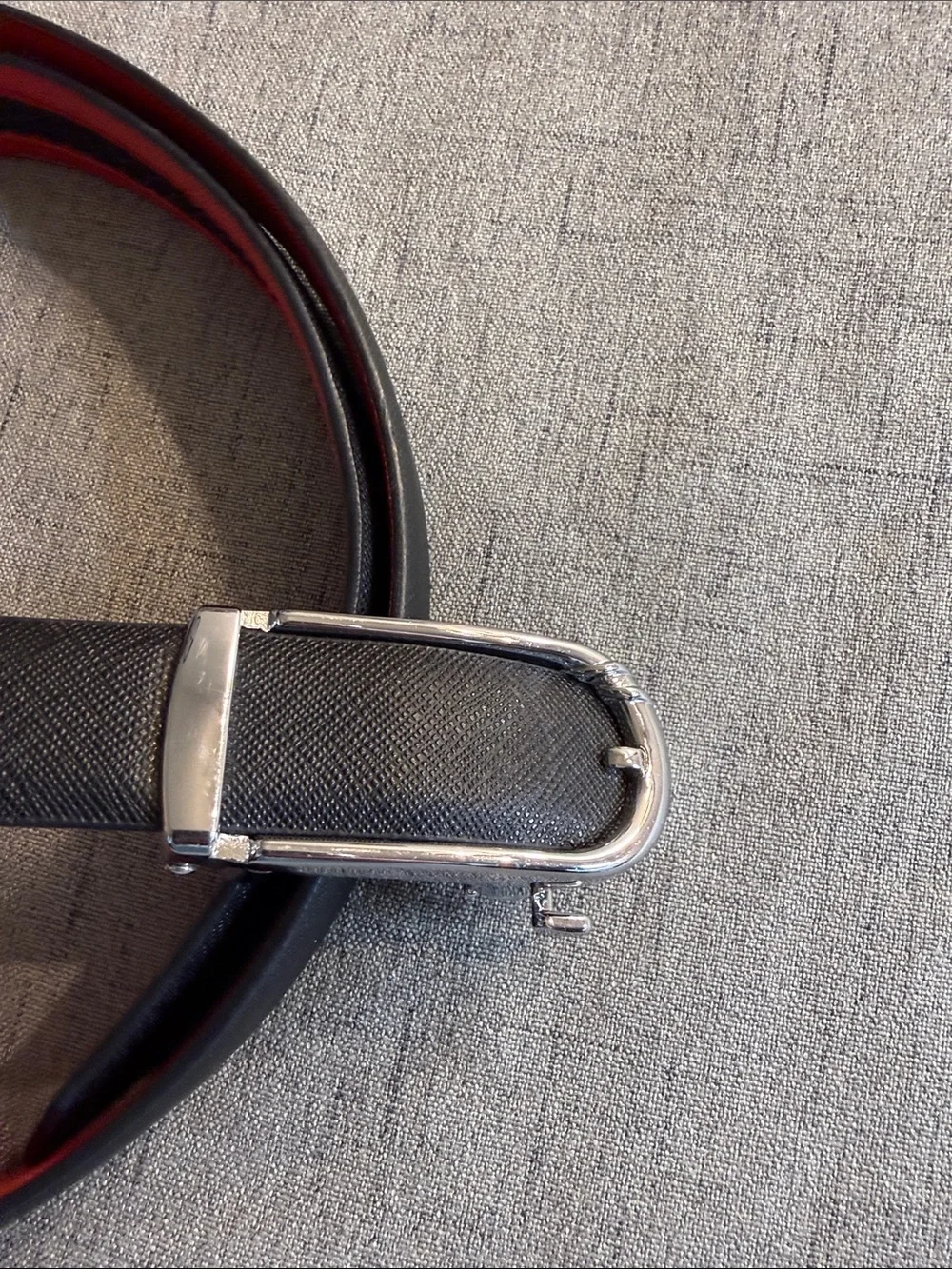 Men’s Black‎ & Red Saffiano Leather 1” Ratchet Belt Automatic Track Big Tall 52